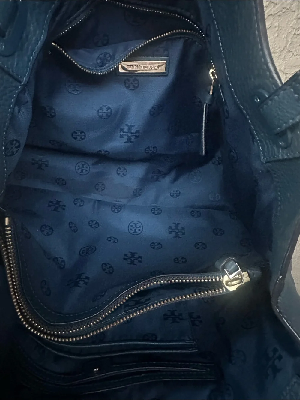 TORY BURCH Teal Leather Tassel Shoulder Bag